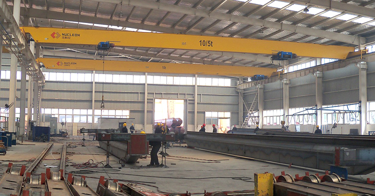 Factory with overhead crane