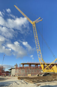 Crawler crane on construction site