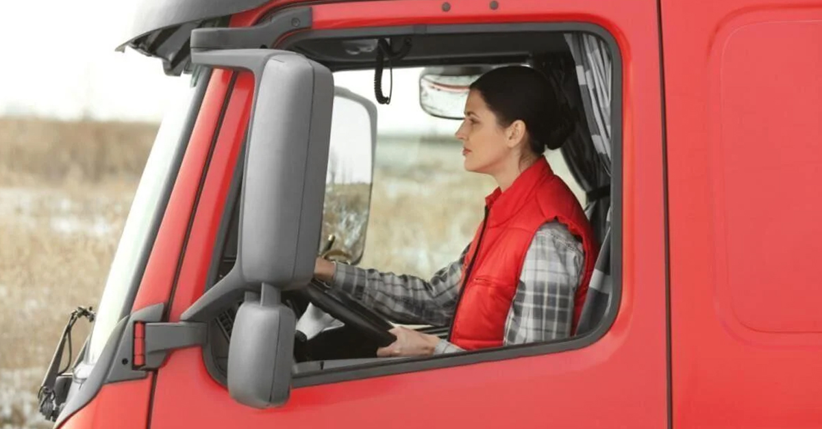 Woman driving truck